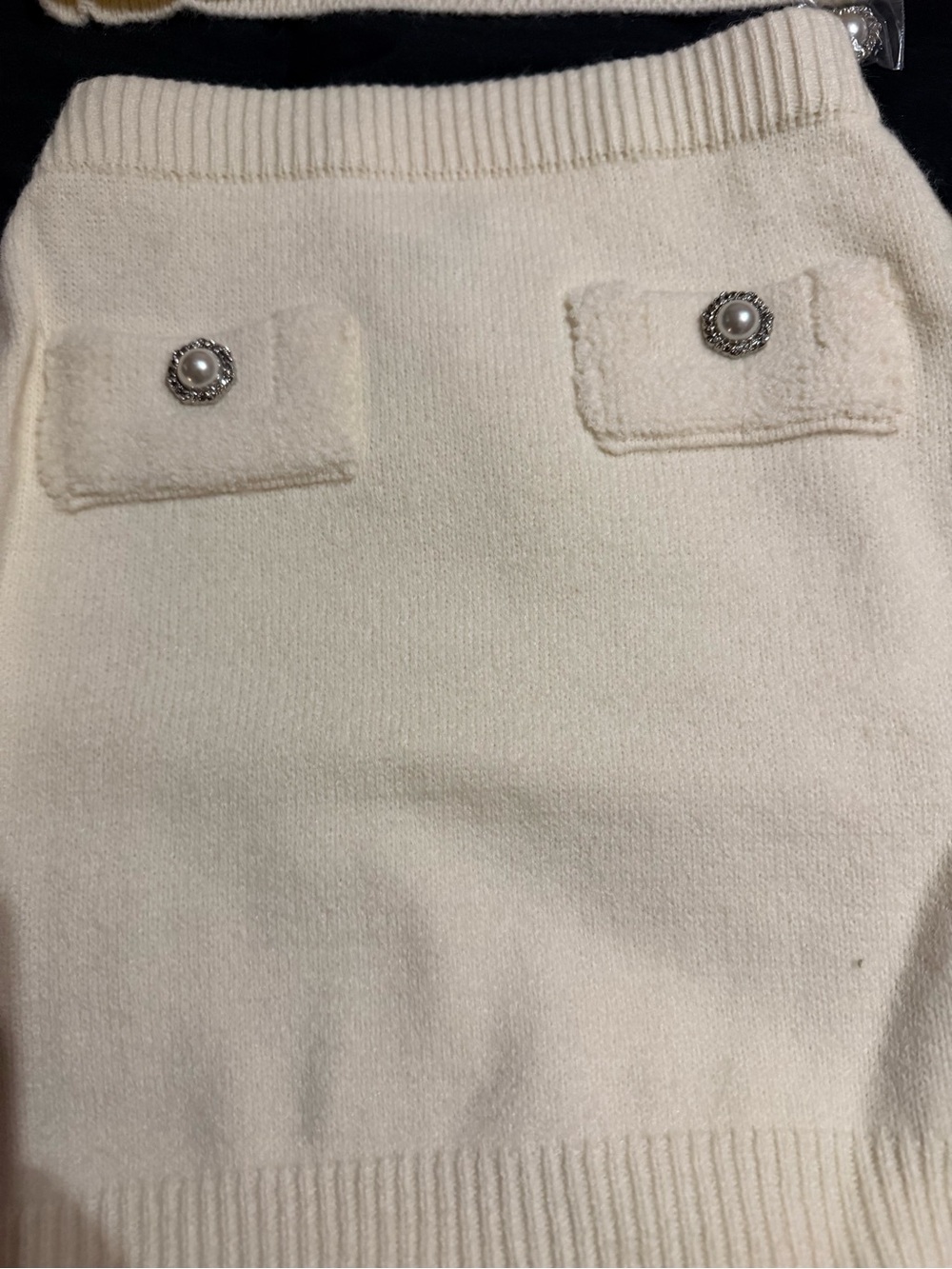 Fashion Nova Cream Cable-Knit sparkly Button Skirt Set - Picture 2 of 8